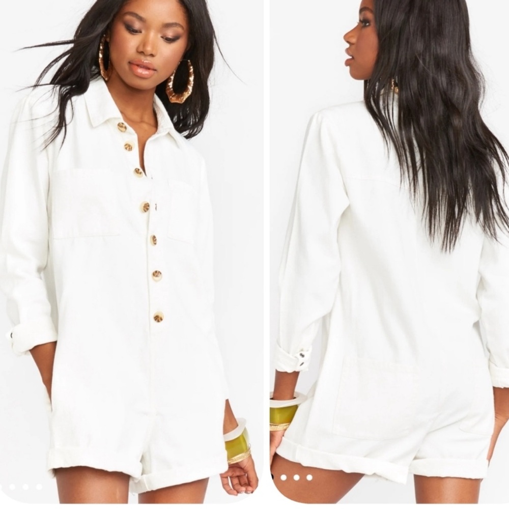 Show Me Your MuMu White Button-Up Romper
